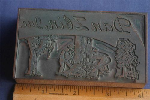 Letterpress Printing Block Chopping Tree Pruning Dan Zbin Inc. Copper Wood  (005