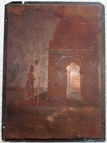From India Vintage Printers Copper Block Old Tomb #go1076