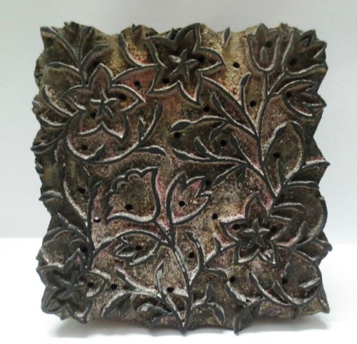 VINTAGE WOOD HAND CARVED TEXTILE PRINTING FABRIC BLOCK STAMP HOME DECOR XOXO 4