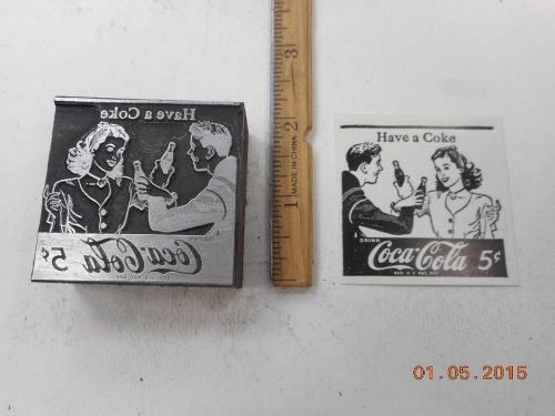Letterpress Printing Printers Block, Coca Cola Coke Ad w Sailor &amp; Girlfriend