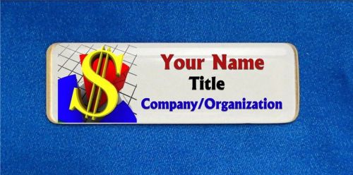 Sales Dollar Sign Custom Personalized Name Tag Badge ID Yellow Accounting Taxes
