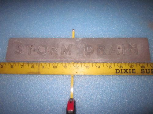 Aluminum utility sign blocked letter  &#034;storm  drain &#034; 14 in long 2 1/2 in wide for sale