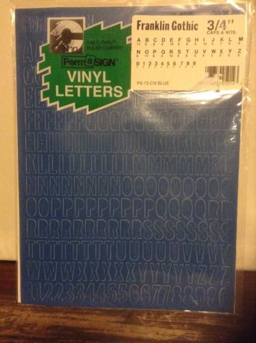 Permasign Vinyl Lettering Blue 3/4&#034; Franklin Gothic self adhesive caps &amp; nos