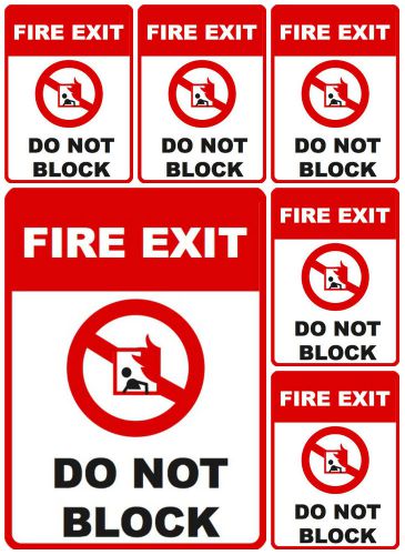 Fire Exit - Do Not Block Business Sign Door Secure Warning Commercial Pack of 6