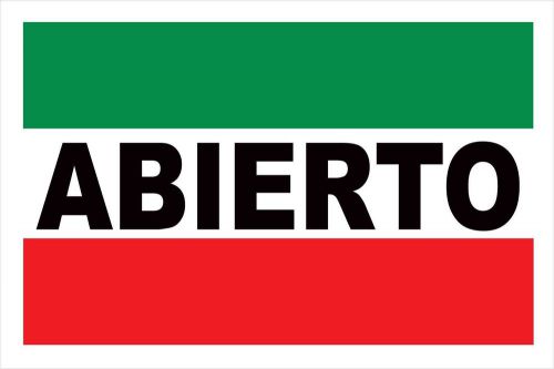 Abierto vinyl sign banner /grommets 2ft x 3ft made in usa rv23 for sale