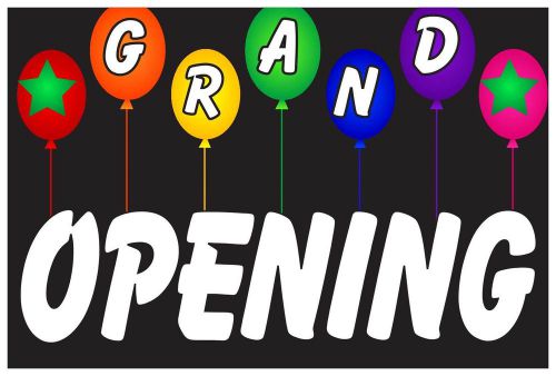 Grand Opening Vinyl Sign Banner /grommets 24x36&#034; made USA balloons bv3