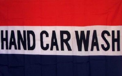 HAND CAR WASH 3x5&#039; BUSINESS FLAG RED WHITE BLUE BANNER