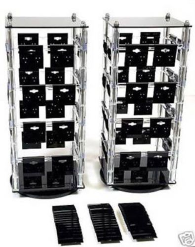 2 Acrylic Rotating Earring Display Stands Revolving With 100 Black Cards