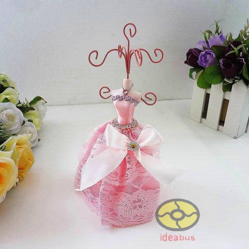 PINK Evening Dress Mannequin Jewelry Earring Necklace Display Holder JD15c31
