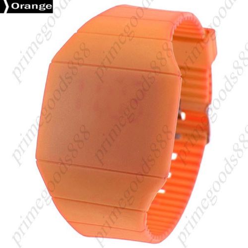 Touch screen unisex led digital watch wrist watch gum strap in orange for sale