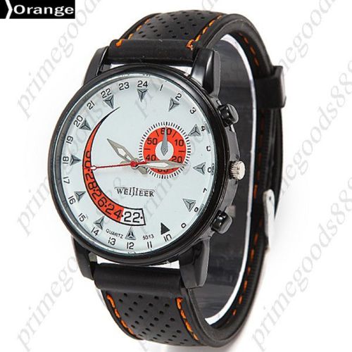 Fashion Silica Gel Big Round Quartz Analog Men&#039;s Wristwatch Free Shipping Orange