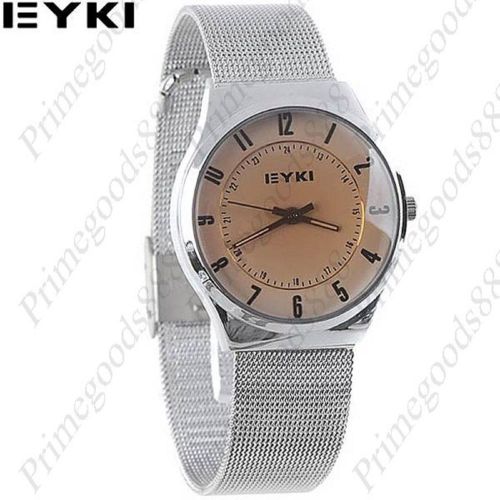 Round Stainless Steel Analog Quartz Wrist Lady Ladies Wristwatch Women&#039;s Silver