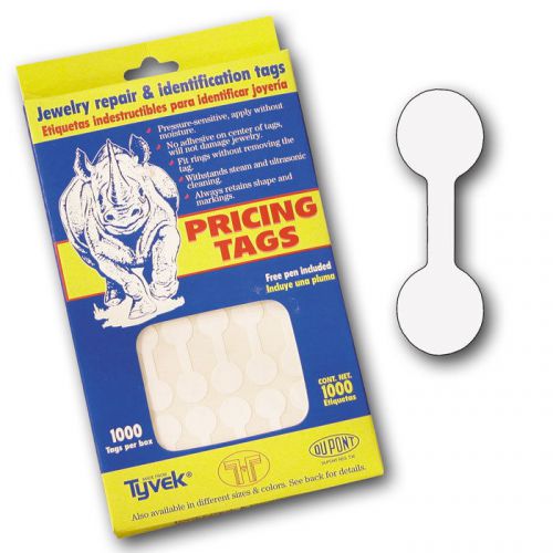 1000 Tyvek Dumbell Ring Price Pricing Tag Jewelry repair &amp; ID Tag w/ FREE Pen S1
