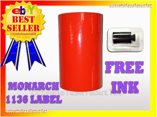 FLUORESCENT RED LABEL FOR MONARCH 1136 PRICING GUN 1 SLEEVE=8ROLLS
