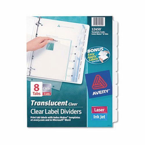 Avery Index Maker Clear Label Punched Dividers, 8-Tab, 5 Sets/Pack (AVE12450)
