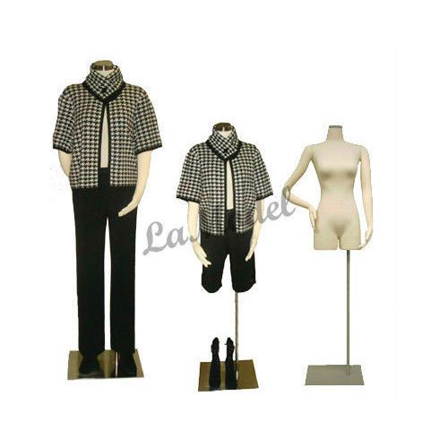 2 Units x Female Dress Form w/Leg, Mannequin, Body Form for Fashion Display