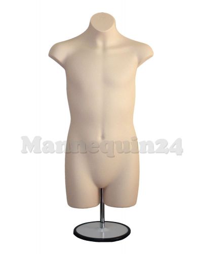 TEEN BOY BODY MANNEQUIN FORM (for Size 11-13 / FLESH-) with METAL STAND + HANGER