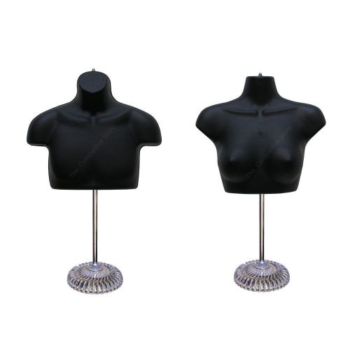 Black male female with economic plastic base mannequin forms set - upper torso for sale