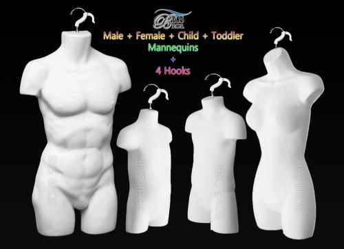 4 pc white  female dress male child toddler - 4 mannequin display body forms for sale
