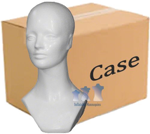 Female Head with Neckline, Styrofoam White; 72-Pack