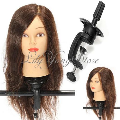 80% Real Long Hair 18&#034; Hairdressing Training Head Practice Model With Clamp