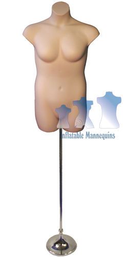 Female Plus Size Fleshtone and Adjustable Mannequin Stand w/ 8&#034; Trumpet Base