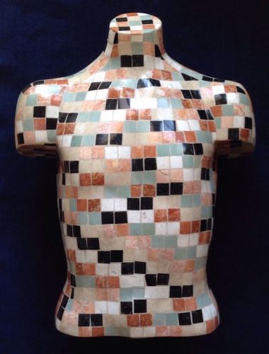 COOL MARBLE ART MOSAIC NUDE MALE MANNEQUIN BUST TORSO BODY GALLERY MAN DISPLAY