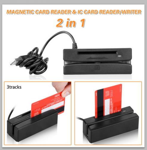 2in1 USB 3 Track Magnetic Stripe Card Reader Writer Dual direction Swipe Credit