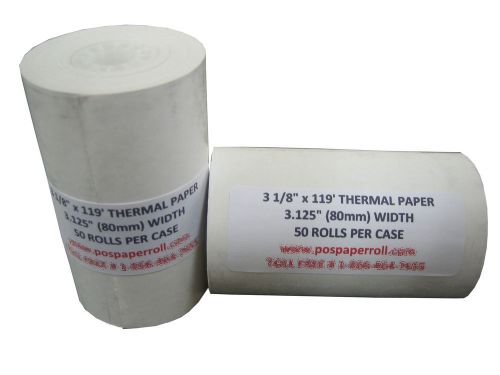 3 1/8 in. x 119&#039; Thermal Paper (50 Rolls), Works for Axiohm A793 A794 A795