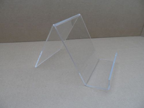 Lot of 5 Clear Acrylic Counter Top J-Stands With Front Lip 8x6x5