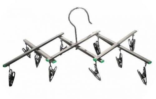 2 EXPANDABLE DISPLAY HANGING RACK 10 METAL CLIPS flags caps hats ceiling hanger