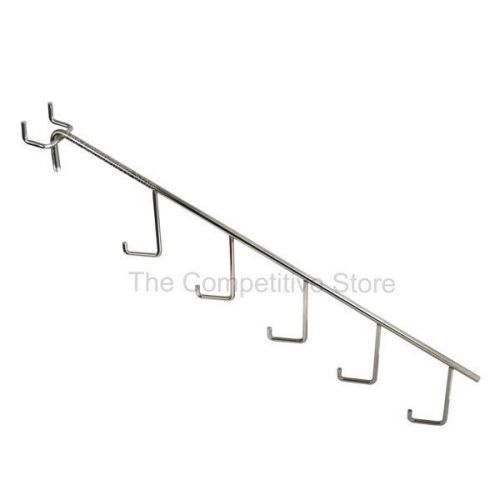16&#034; Pegboard Waterfall With 5 Hooks Chrome - New - Box Of 50 Pieces