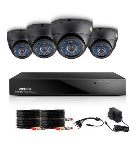 Zmodo 8ch h264 video surveillance system no hdd &amp; 4x600tvl in/outdoor ir cameras for sale