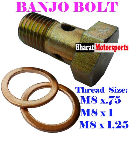 8 mm single brake adapter banjo bolt  m 8 x1 fuel line steel with copper washer for sale