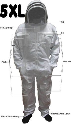 Full Bee Suit, Pest Control Suit, Beekeeping Suit, Beekeeper Suit &amp; Veil [5XL]