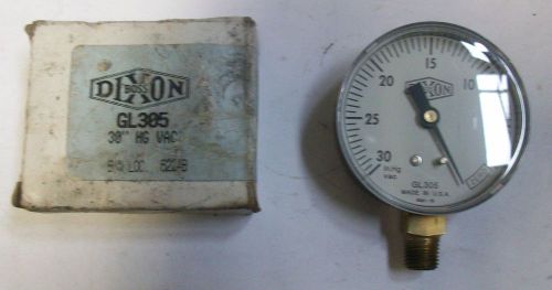 Dixon pressure gauge 0-30&#034; hg 1/4&#034; npt(m) gl305 nib for sale