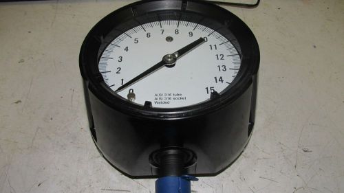 Ashcroft 4in face 15 psi pressure gauge NEW BR