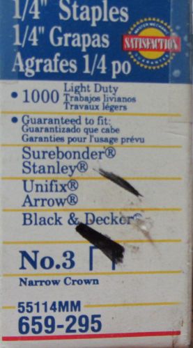 Master mechanic 1000 1/4&#034; light duty staples # 3 narrow crown 55114 mm for sale