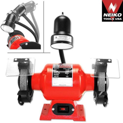 Neiko - hd 8&#034; 3/4 hp bench grinder with work light 3550 rpm corded elec 10211a d for sale