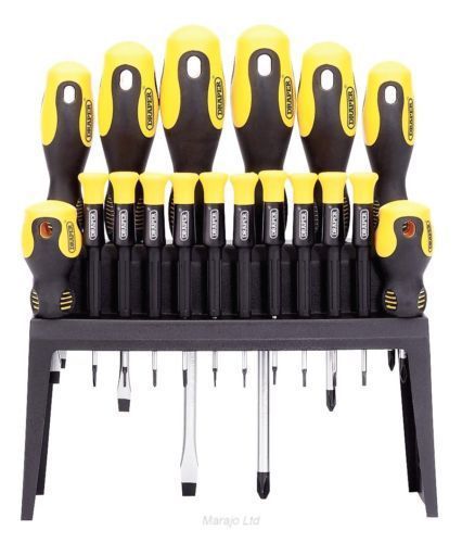 Draper diy series 31158 18-piece screwdriver set with storage rack for sale