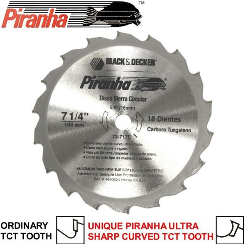 Piranha curved tooth 184mm tct circular saw blade 184 x 16 18t black &amp; decker for sale