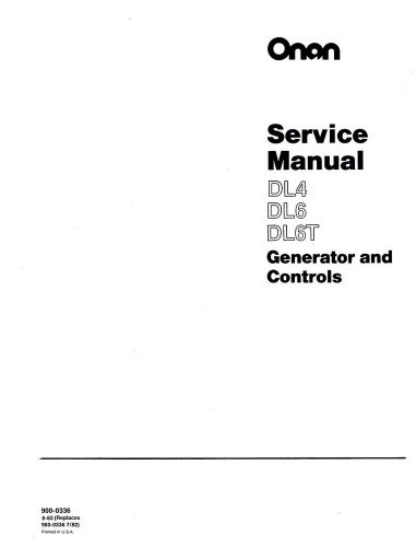 Onan dl4 dl6 dl6t generator and controls service manual for sale