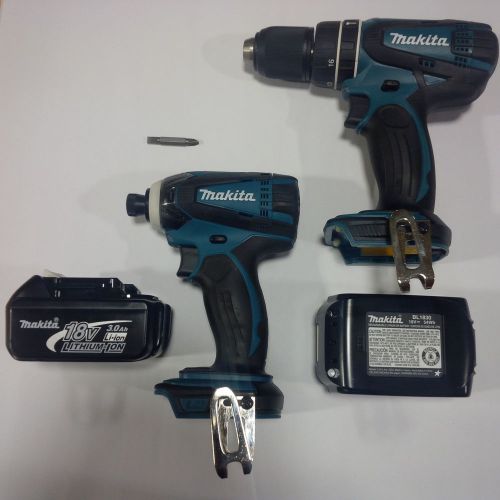 Makita 18v lxph01 cordless 1/2 hammer drill, lxdt04 1/4 impact, 2 bl1830 battery for sale