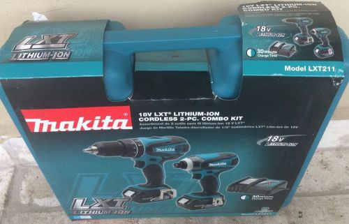 Makita 18v 18 volt lxt211 lithium-ion hammer drill impact driver 2-pc combo kit for sale