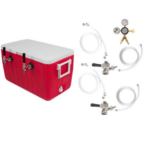 Double Faucet Coil Cooler Kit w/ out CO2 Tank - Draft Beer Bar Picnic Jockey Box