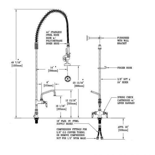 T &amp; s brass b-0113-adf06-b easyinstall prerinse unit for sale