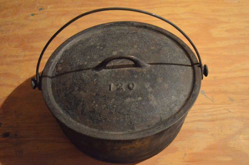 Vintage Cast Iron Cauldron, Cooking Pot Kettle with Cover 12&#034;