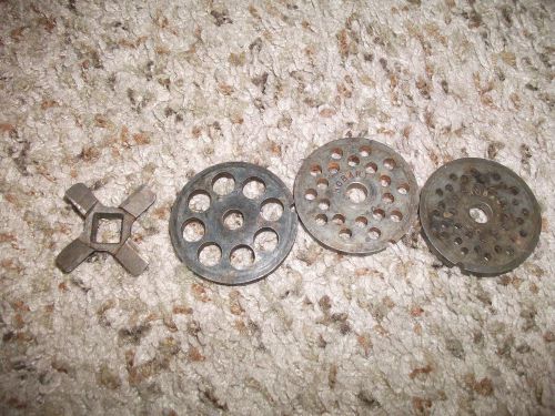 Lot of 4 # 10 hobart meat grinder plates for sale