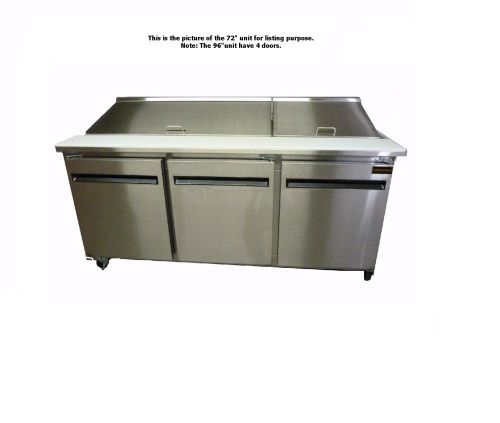 96&#034; cooltech 4-doors refrigerated sandwich prep table (recessed door back motor) for sale