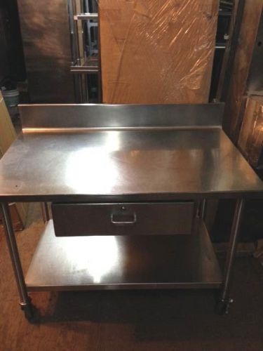 4FT  Stainless Steel  Work Table with back splash/drawer and Caster